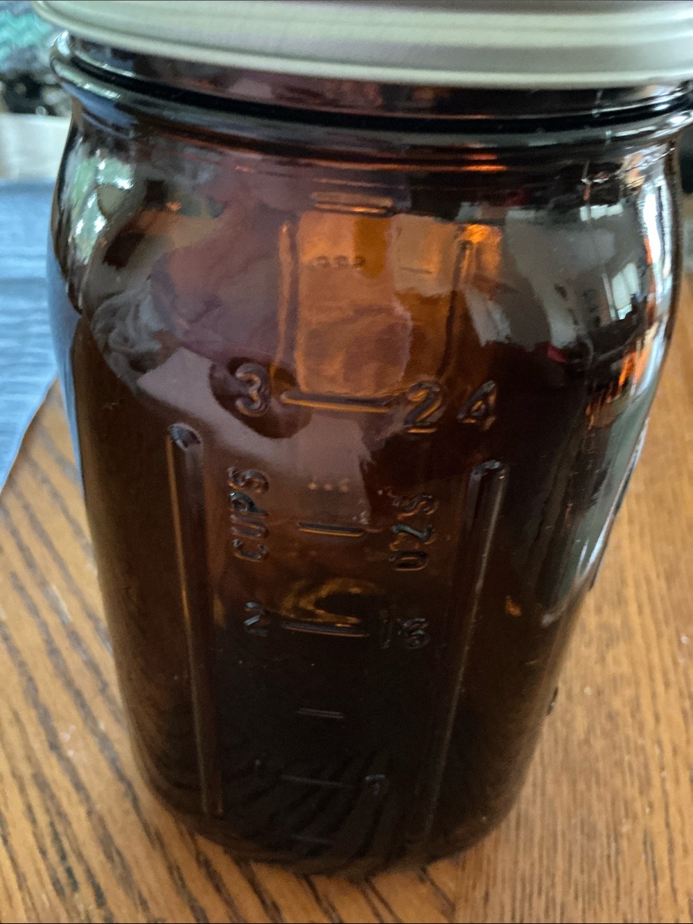 Amber large mouth quart Ball Mason Jar with lid Antique replica